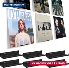 Vinyl Wall Mount 6 Pack, Black Metal Record Holder Wall Display Shelf Vinyl Ho