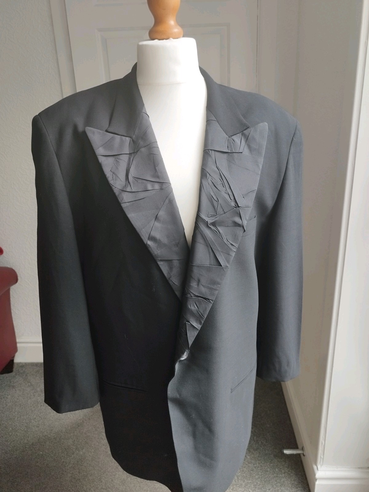 ISSEY MIYAKE Designer Rare Black Wool/Silk Mens Vintage Evening Jacket, size L image 9