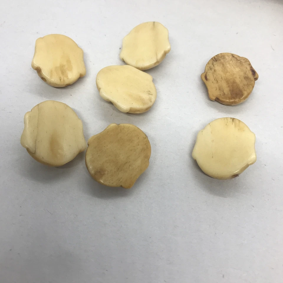 7 Piece Antique/Vintage Hand carved Chinese Laughing Budha Head Bracelet Links - Image 4 of 4