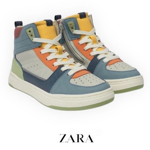 Zara Kids Multicolor High Top Sneakers Big Kids Size US 6 EU 39 Colorblock Shoes