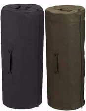 Canvas Duffle Bag With Side Zipper, Rothco Black & Olive Drab, 3 Sizes 3478,3488