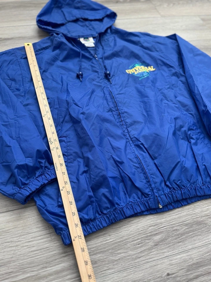 Vintage 90s Opening Day Universal Studios Rain Windbreaker Hoodie Jacket - sz L - Image 2 of 4