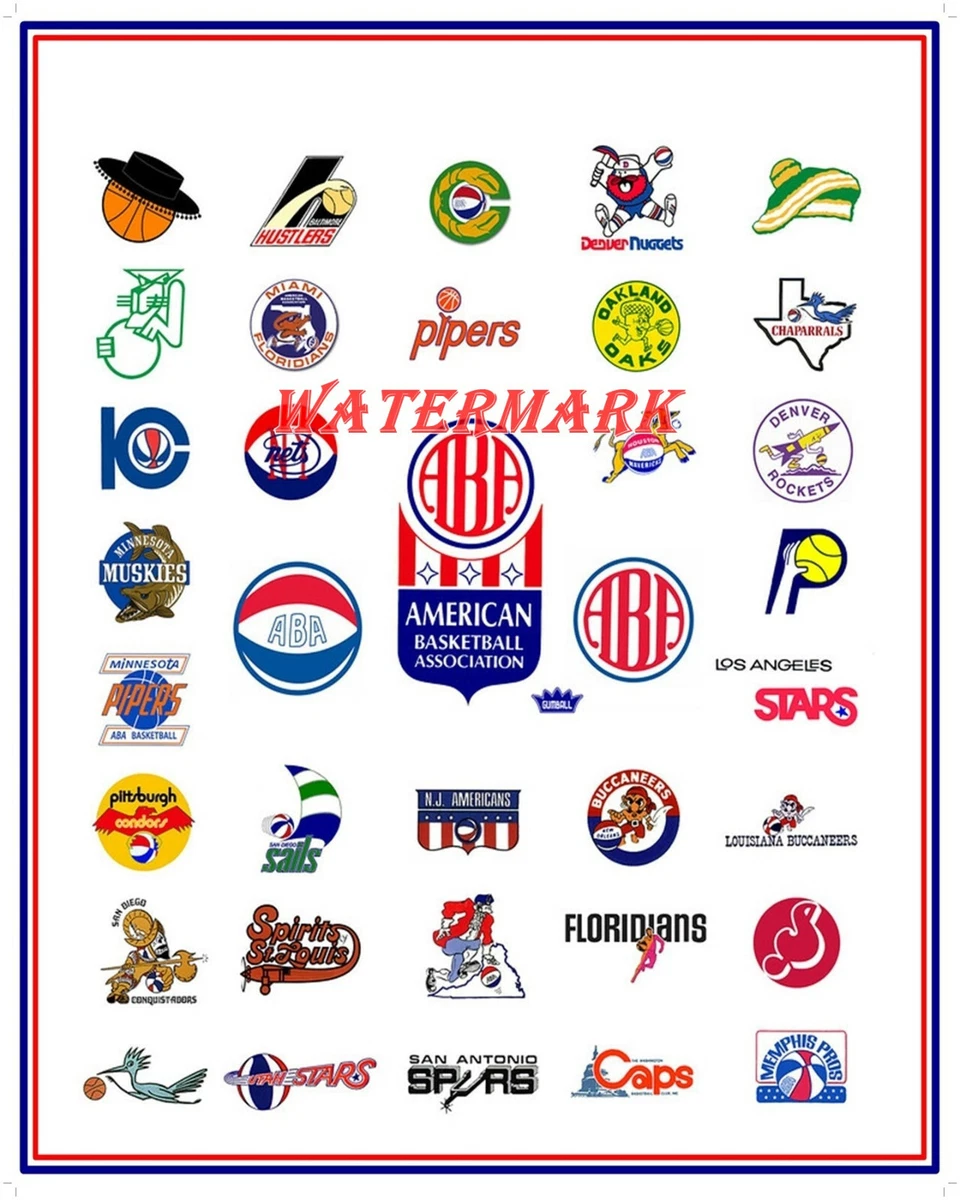 ABA American Basketball Association Color Team Logo s 8 X 10 Photo