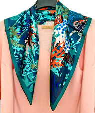 27"x27"Underwater World Print Pure Mulberry Satin Silk Shawl Scarf 68x68cm 5-43