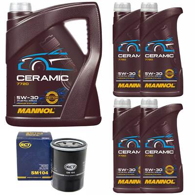 Motoröl Set MANNOL 5W-30 Ceramic 9 Liter + Ölfilter für Mitsubishi L200 2.4 DI-D