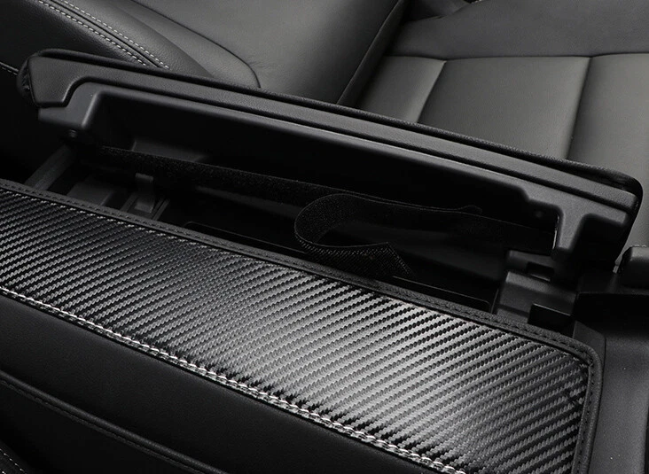 Cubierta reposabrazos consola media cuero fibra carbono para Nissan Rogue 2021-2025 Foto 3 de 4