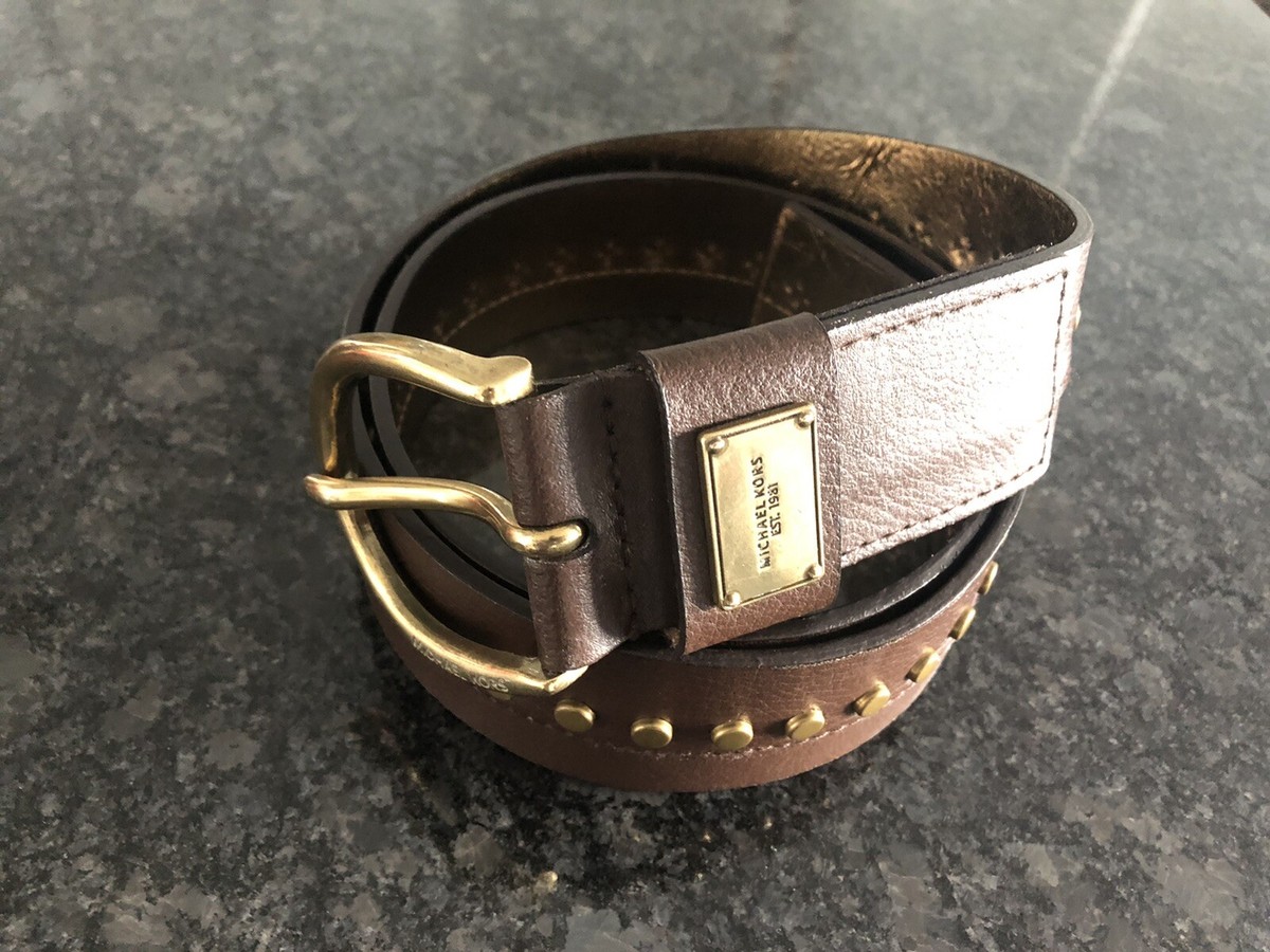 Women’s Michael by Michael Kors Brown Leather Studded Fur Belt Size small NWT Women main image 3