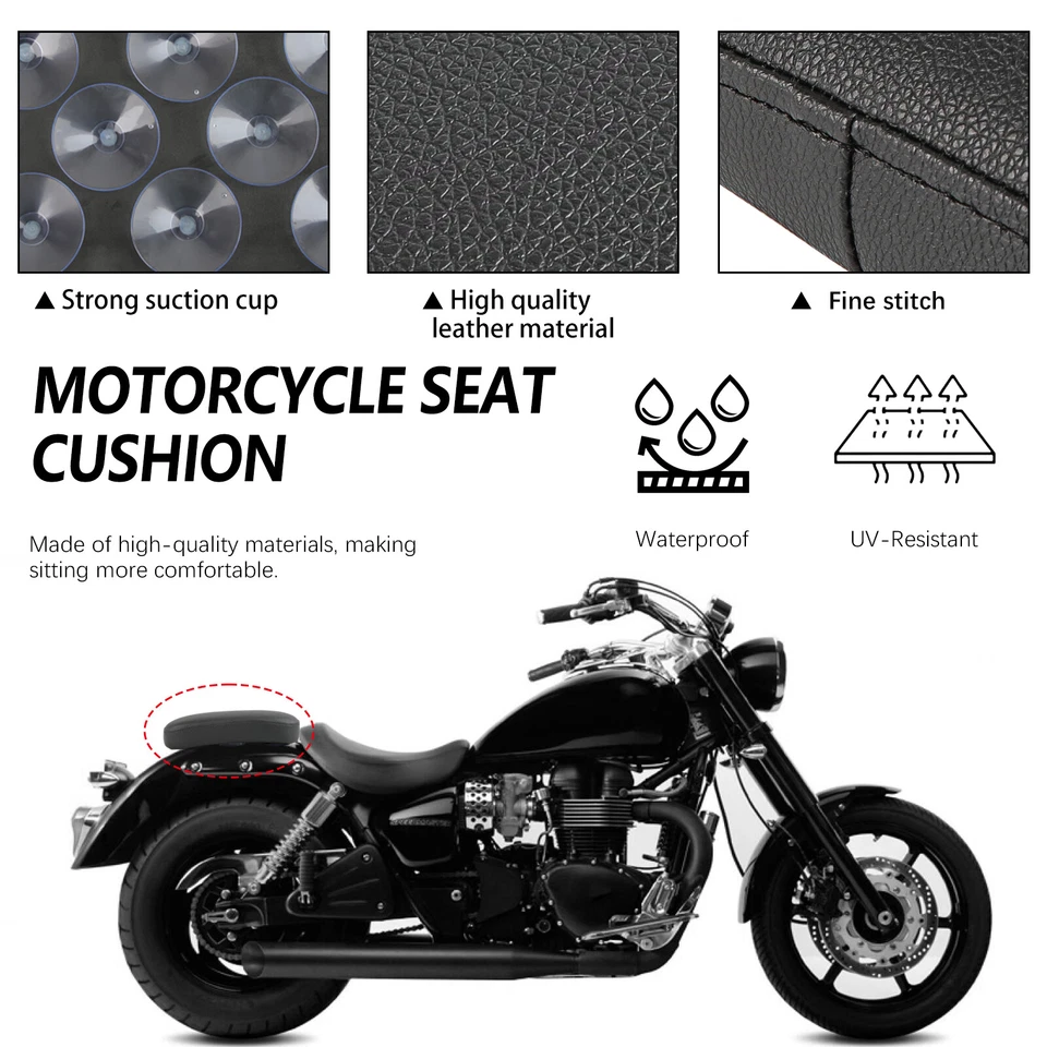 Almohadilla de asiento de pasajero trasero 8 ventosas para Honda Shadow Phantom VT750C2B Foto 4 de 4