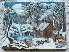 Org E Dooley Winter Landscape Painting 9 by 12 #2