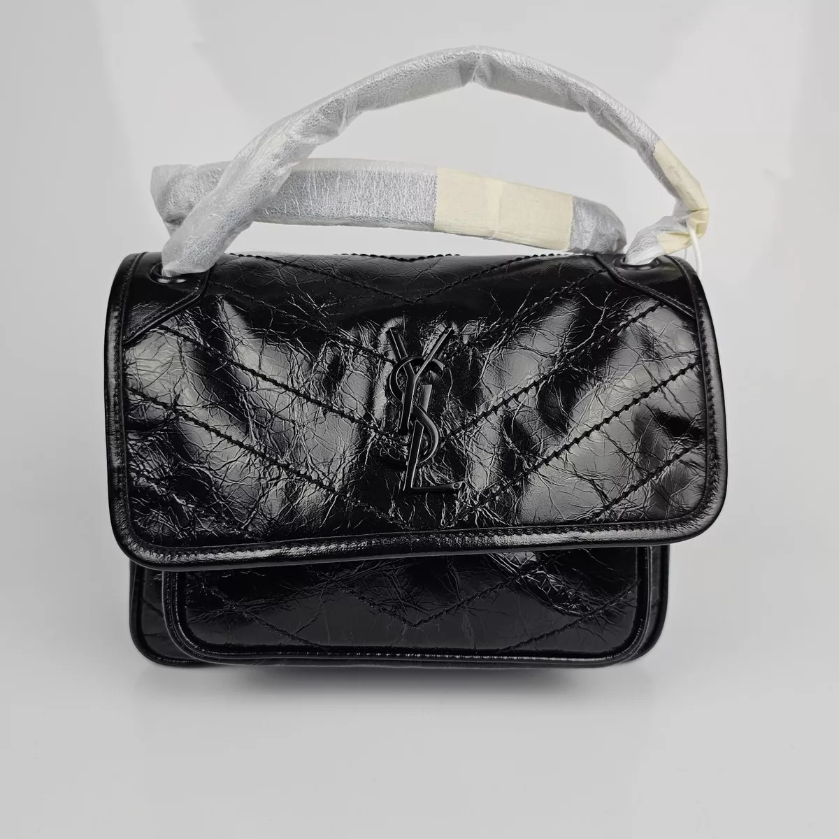 Baby monogramme leather crossbody bag Saint Laurent Black in