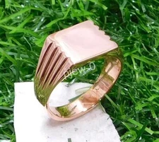 Men's Copper Square Signet ring Plain Men's Jewelry Pure Copper Signet ring HL6