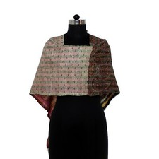 Vintage Kantha Scarf Silk Sari Stole Dupatta Neck Wrap Indian Handmade