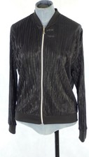 Jacket Vie Ta Vie Bomber Shiny Pleated Zazie Black Lurex Blouson Front Zip Uk 8