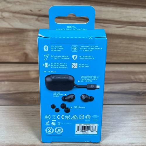 JLab Go Air POP True Wireless Bluetooth Earbuds, iOS, Android, Headphone BLACK - Bild 4 von 9
