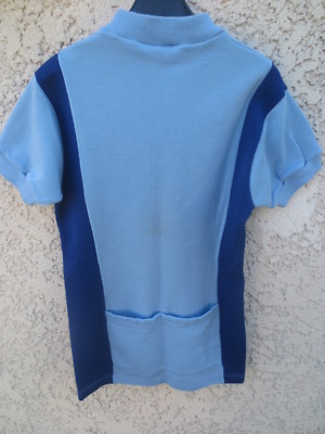 Maillot cycliste vintage PEUGEOT années 70 bleu vert shirt maglia