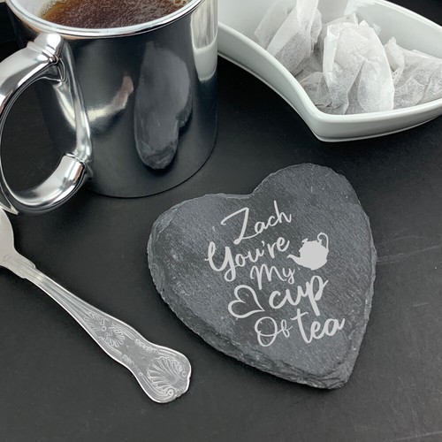 Personalised Slate Coasters Mother's Day Gift Heart / Square For Him For Her - Picture 31 of 49
