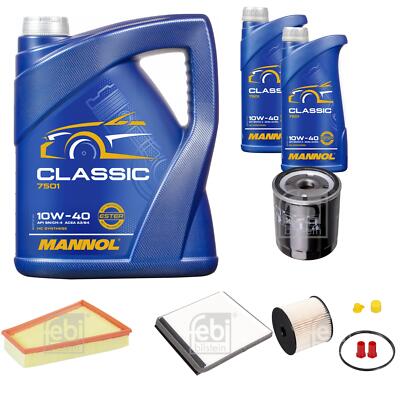 FEBI BILSTEIN Inspektionspaket 7L MANNOL Classic 10W-40 für Citroën Berlingo MF