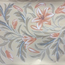Village Wallpaper Border Flowers Violet Blue Sage Beige Floral Vinyl Pre-pasted