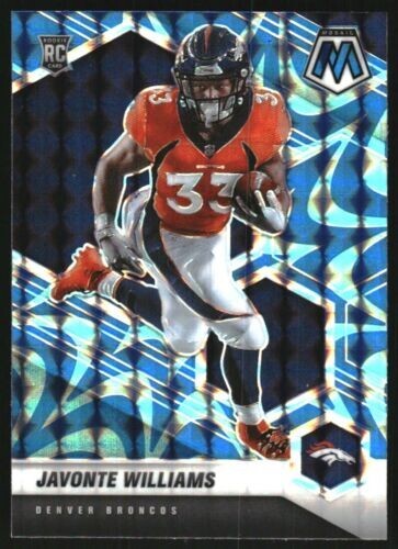 2021 Panini Mosaic Javonte Williams Blue Reactive Prizm RC Broncos #315 A-18