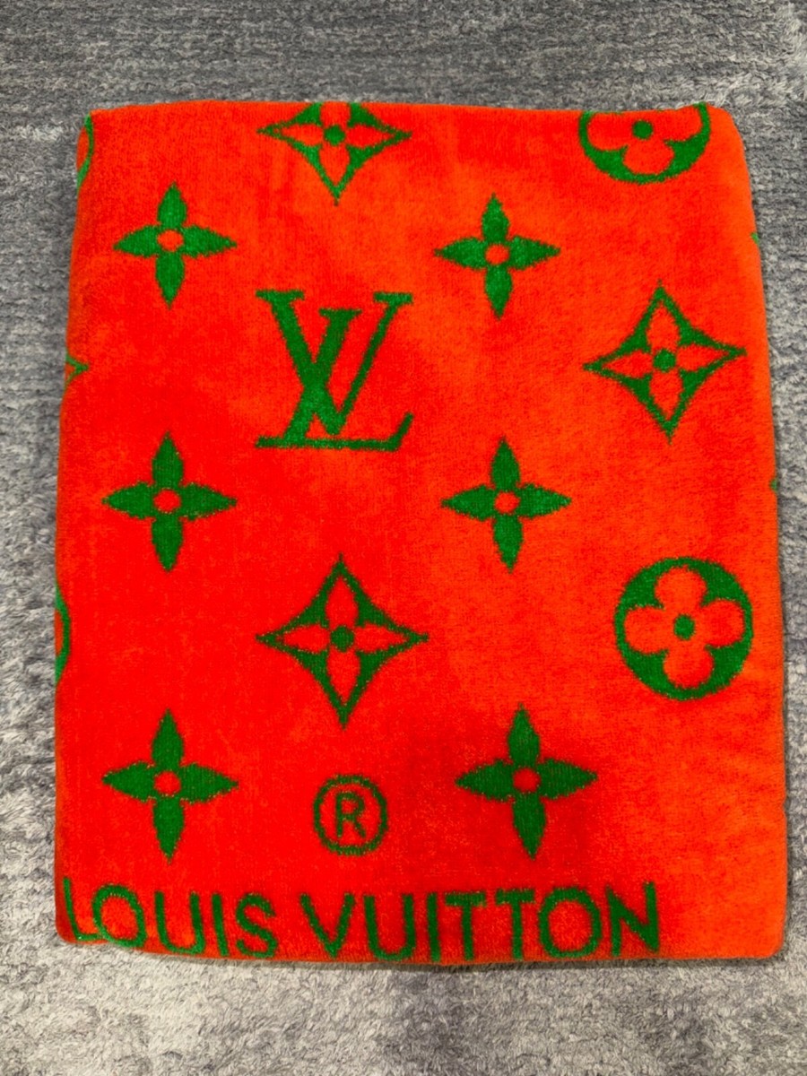 Louis Vuitton Serviette Bain Orange Green Monogram Classic Logo