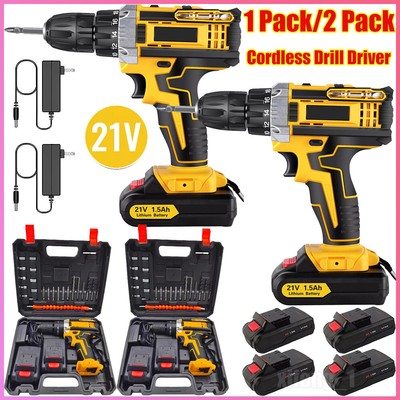 Cordless Brushless Impact Driver Hammer Drill Combo Kit with 2 Battery & Charger