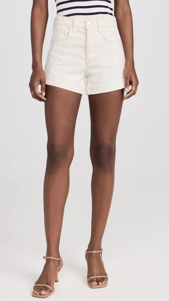 Shorts Alex Feminino Joe's Jeans com Bainha Enrolada, Leite, Branco, Off White Tamanho 25 - Imagem 2 de 4