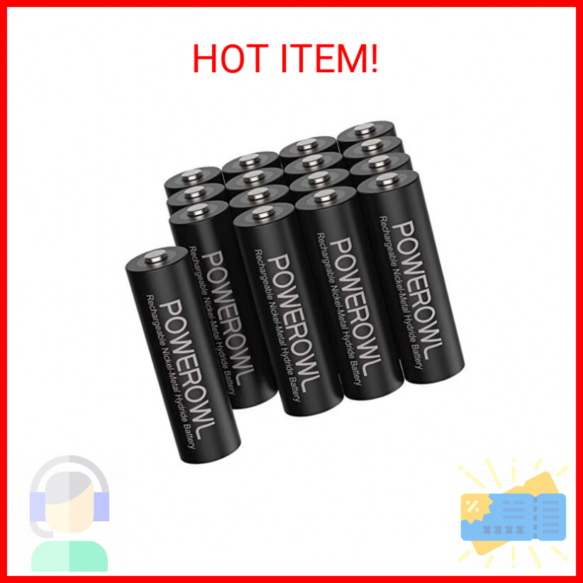 POWEROWL AA Rechargeable Batteries, 2800mAh High Capacity Batteries 1.2V NiMH Lo-image