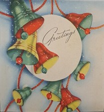 Christmas Card Vintage - Ringing Bells Snow Scene - Square Format