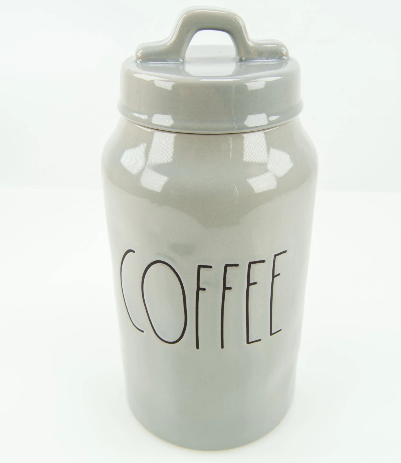 Rae Dunn Coffee Canister Gray Magenta Artisan Collection Gray w/ Black LL New