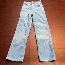 Vintage Sears Girls Blue Corduroy Pants High Waist 70s Sz 7 Slim 19x22