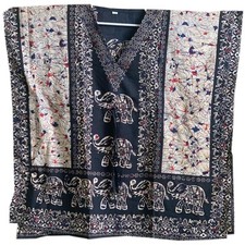 Short Kaftan Tunic Tops Plus Size Polyester African Print Resort Wear L-34"