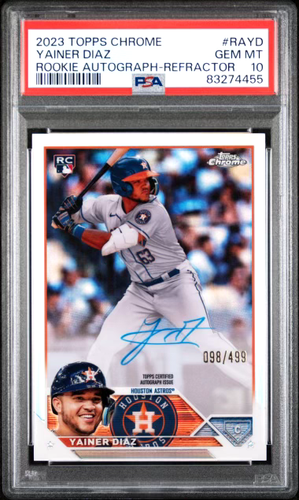 2023 Topps Chrome Yainer Diaz Rookie Auto Refractor RC Rookie /499 RC PSA 10 - Zdjęcie 1 z 2