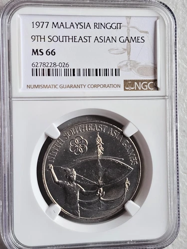 Malaysia 1 Ringgit 1977 9th Southeast Asian Games NGC MS 66