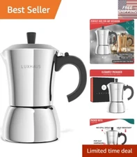 6-Cup Stainless Steel Moka Pot Espresso Maker - Gift-Ready Design