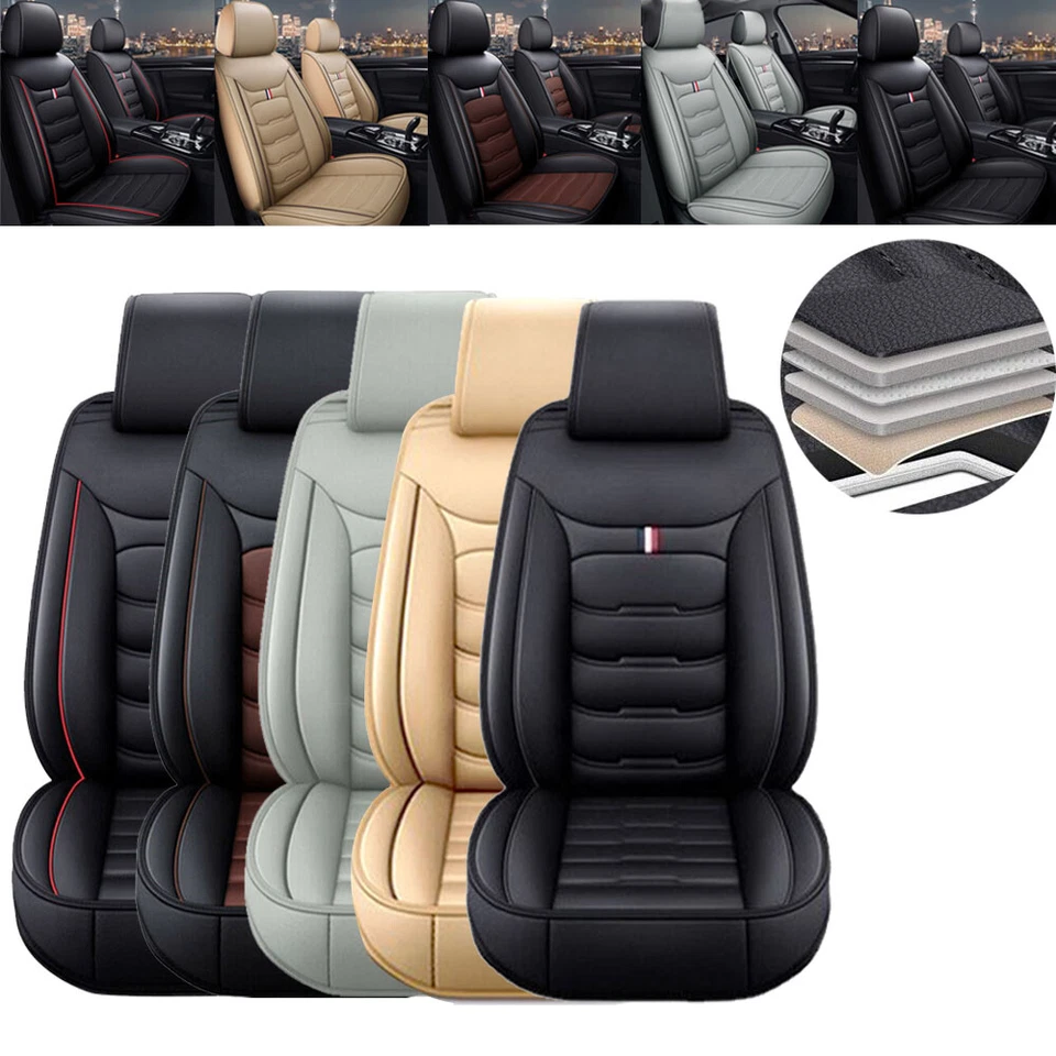 Juego completo de protectores de almohadilla de cuero PU de lujo de 2 asientos para Ford Foto 3 de 4