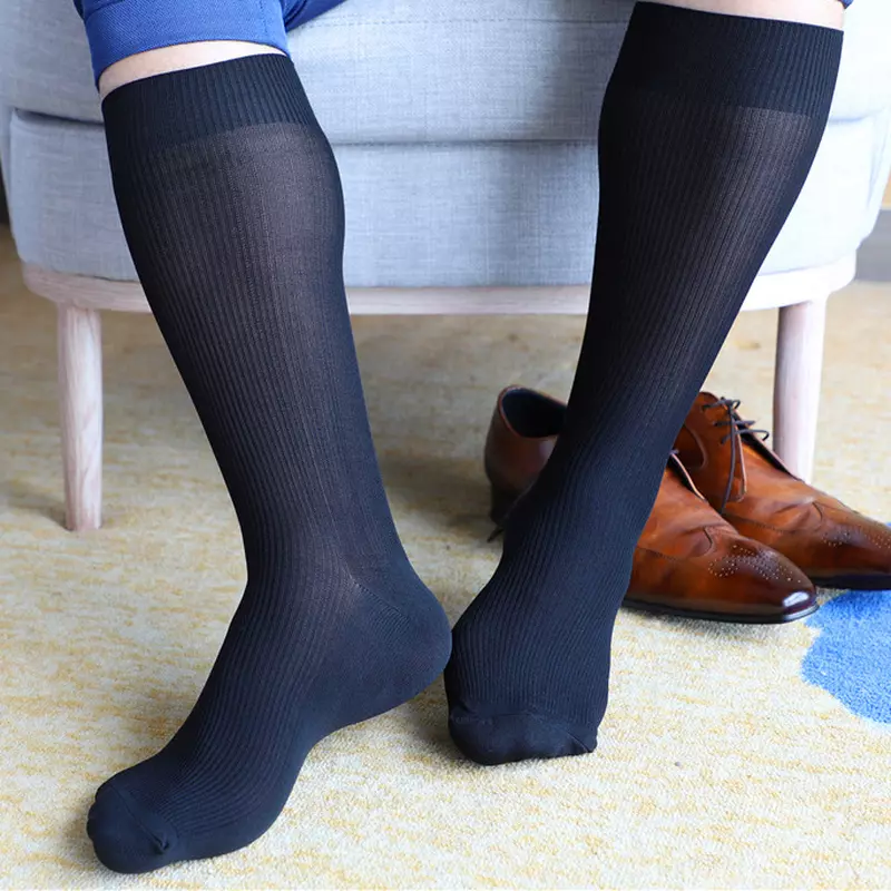 2/4/6Pack Men Cotton Dress Socks Stocking Over The Calf Ultrathin Breath  Black