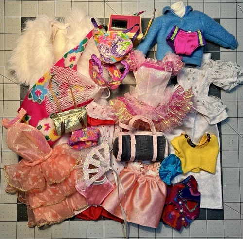 Vintage 1980s-1990s 22 Piece Barbie Clothes, Accessories and Barbie computer Lot