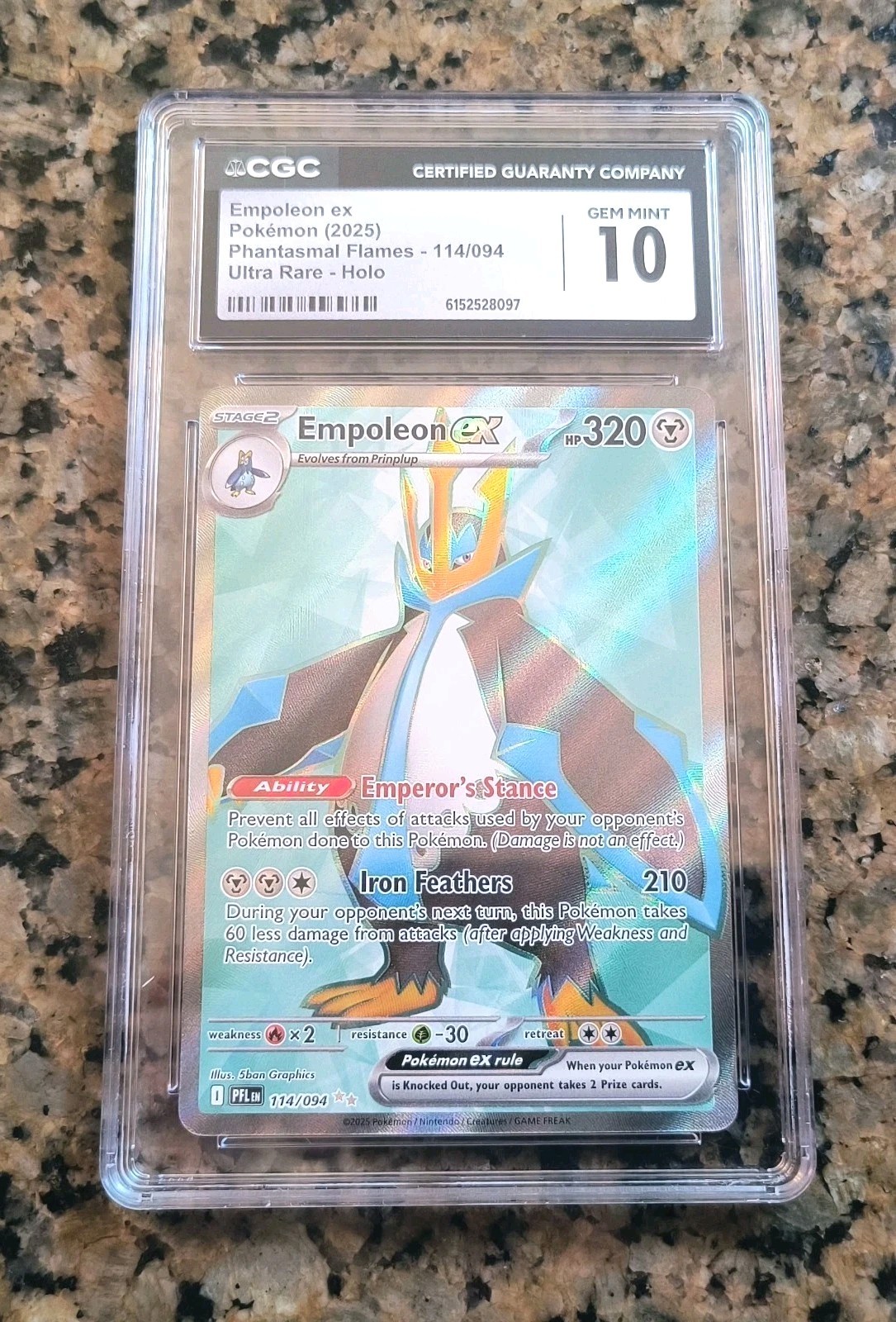 Empoleon EX Full Art Pokemon Card CGC 10 GEM MINT Phantasmal Flames 114/094 2025