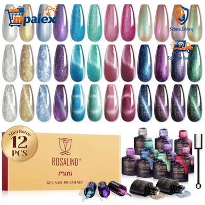 ROSALIND UV Nagellack Set 12 Farben Cat Eye Gel Nagellack Magnetisch