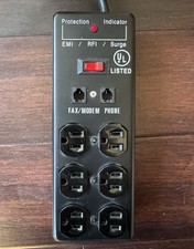 UL 6-Outlet Surge Strip, EMI/RFI Filtration, Surge Protection, Black