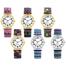 Bohemian Women Easy-read Elastic Strap Analog Quartz Wrist Watch Stainless Steel