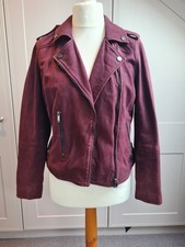 Beautiful Mint Velvet Burgundy Suede Biker Jacket Size 12