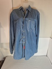 Vintage Marlboro Denim Button Up Long Sleeve Shirt | Size Large | Made In USA