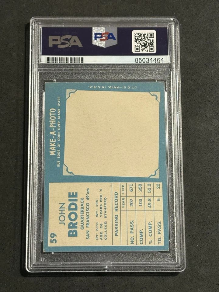 约翰·布朗迪 1961 年 TOPPS 签名亲笔签名新秀卡 #59 PSA/DNA 认证 — 第 2/2 张图片