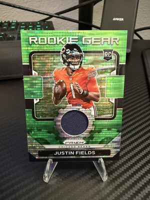 #ad #ad 2021 Panini Prizm Rookie Gear Justin Fields #RG 4 Neon Green Pulsar Prizm $1.99