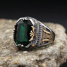 Handmade Black Men's Ring Silver-Tone Sterling Look All Sizes Fashion Jewelry