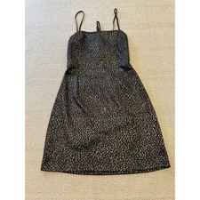 Urban Outfitters Female S P Black Metallic Animal Print Spaghetti Strap Dress