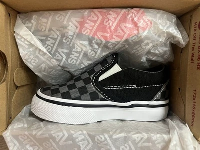 VANS Classic Slip-On Black/Pewter Checkerboard Size 5.0 Toddlers Shoes - Image 1 of 4