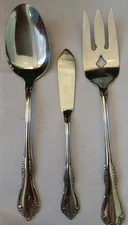 Oneida Mansfield Pattern Meat Serving Fork Spoon and Butter Spreader Retired 