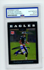 DeSean Jackson signed 2008 Topps Chrome Football Rookie Card Eagles PSA Slab. rookie card picture